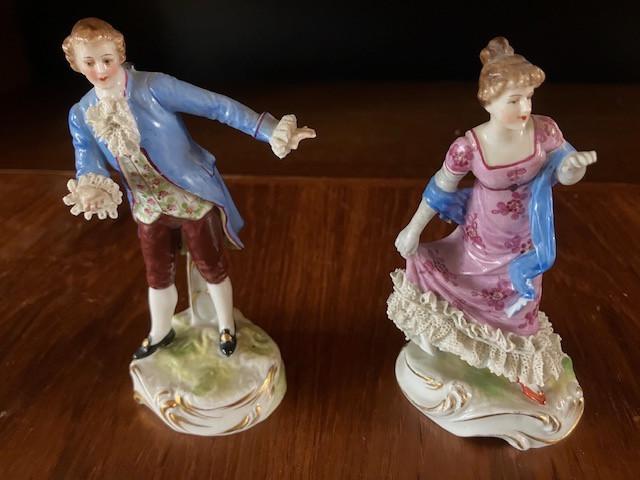 2 figuurtjes ragfijn Thürings porselein ca 1875, Antiek en Kunst, Ophalen