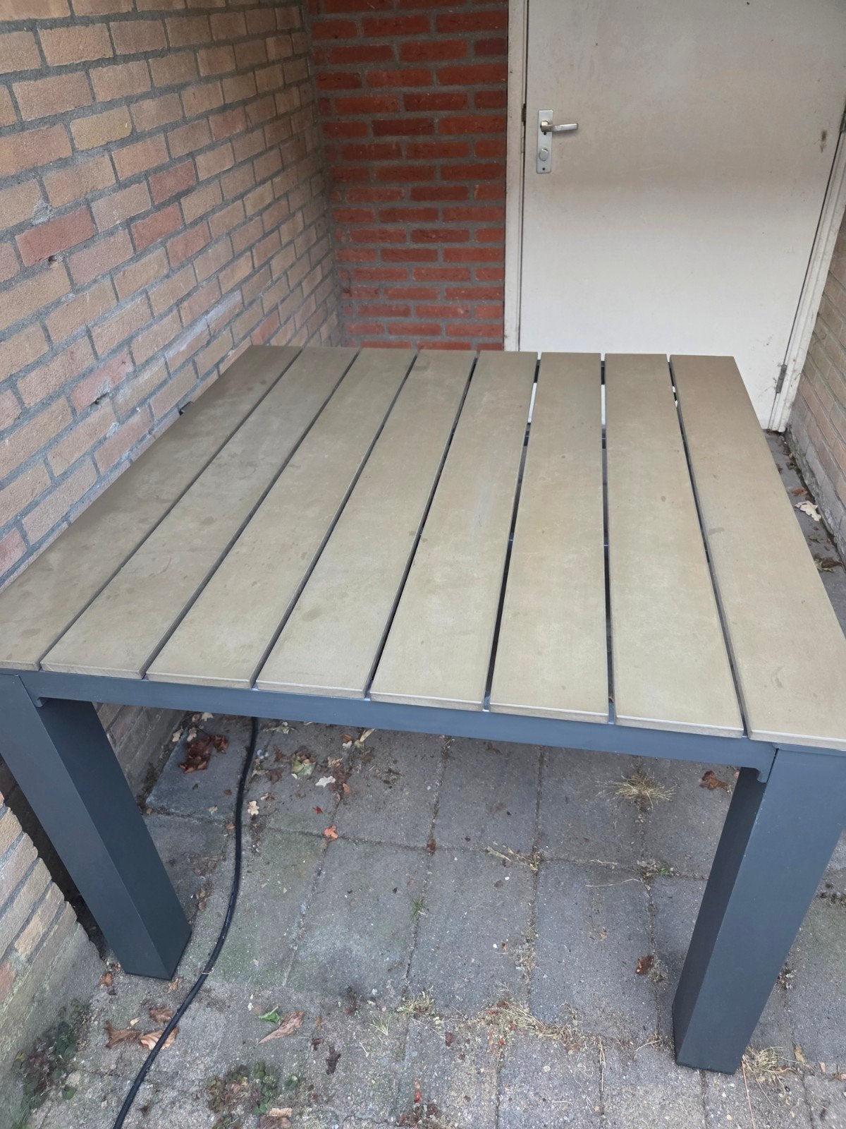 Polywood tuinset met 100x100cm tafel en 4 stoelen, Ophalen, 4 zitplaatsen, Kunststof, Gebruikt