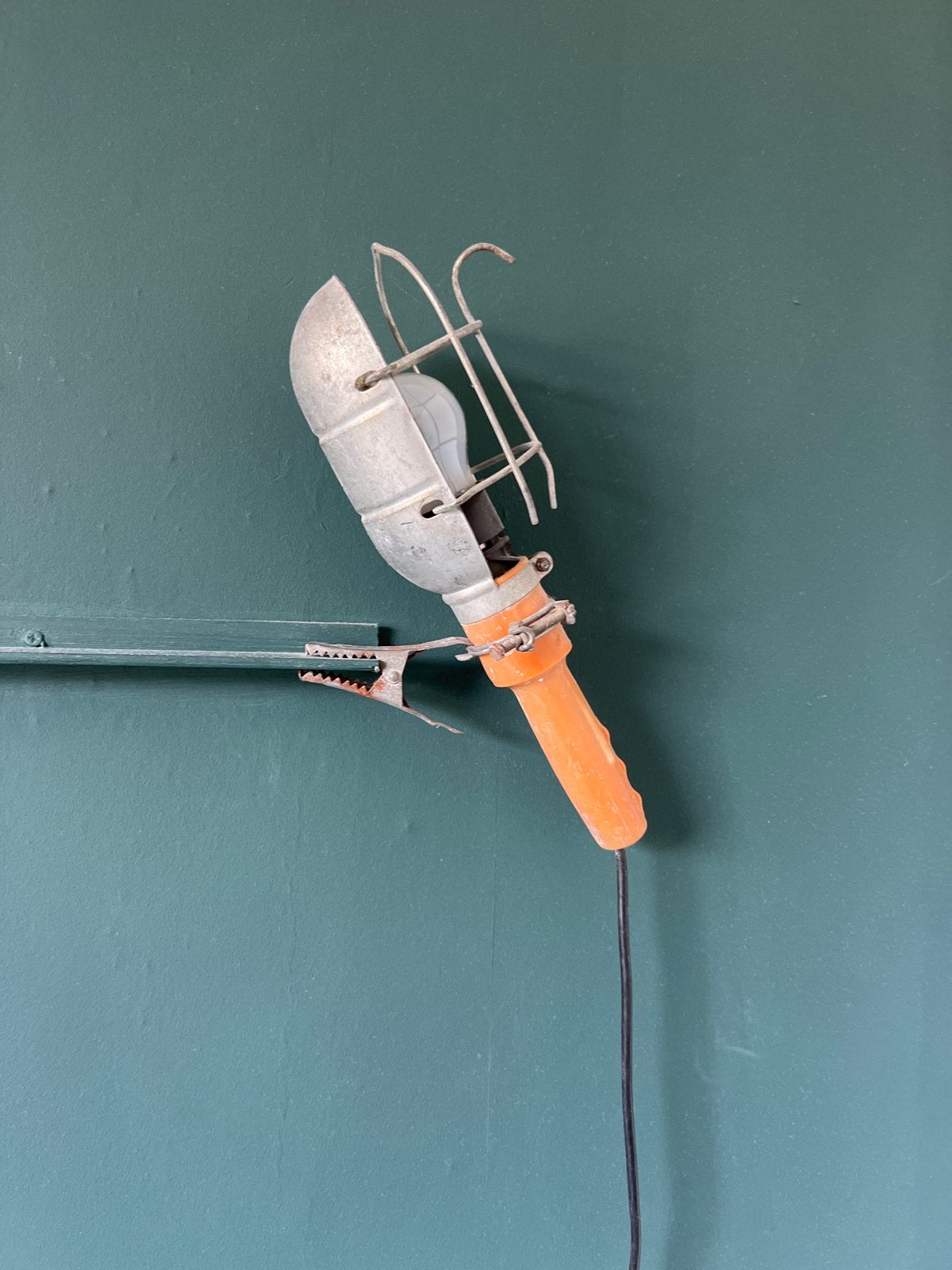 Vintage Franse looplamp met klem - Industriële stijl, Antiek en Kunst, Ophalen of Verzenden