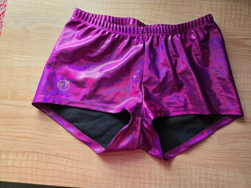 Nieuwe paarse glimmende turnbroek maat L, Overige typen, TEMATURN, Paars, Nieuw