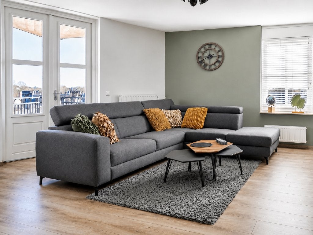 Pronto Wonen Costello Hoekbank Antraciet Grijs | Nette Staat, Ophalen, 250 tot 300 cm, Gebruikt, Hoekbank
