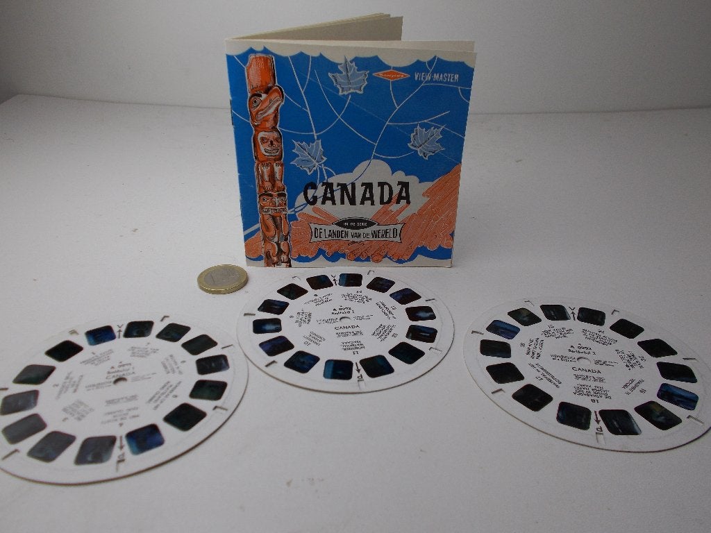 Vintage VIEWMASTER 3 x REELS CANADA +Nederlandstalig BOEKJE!