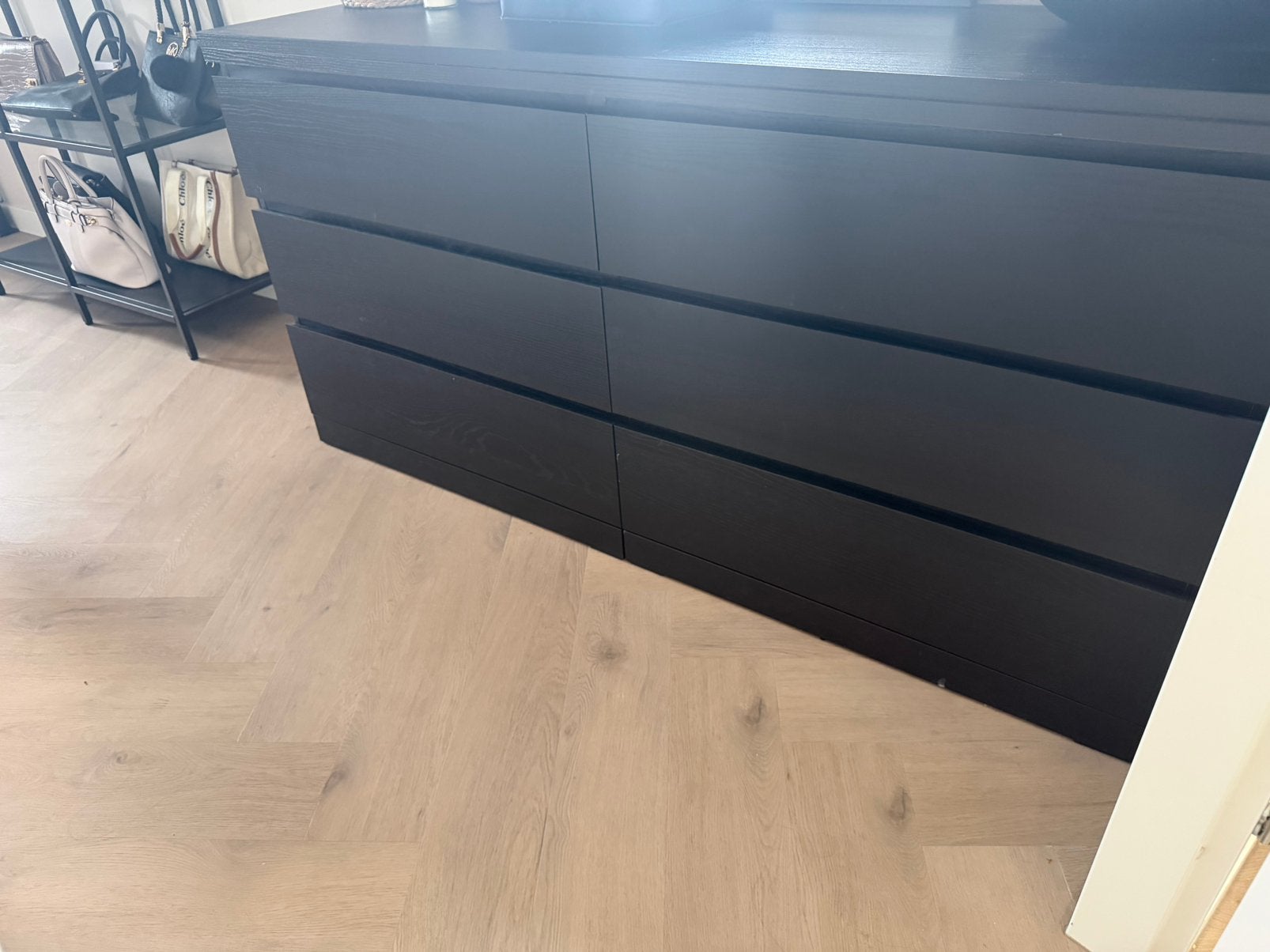 Ikea malm ladekast zwart/bruin, Ophalen, 50 tot 100 cm, Zo goed als nieuw, 3 of 4 laden