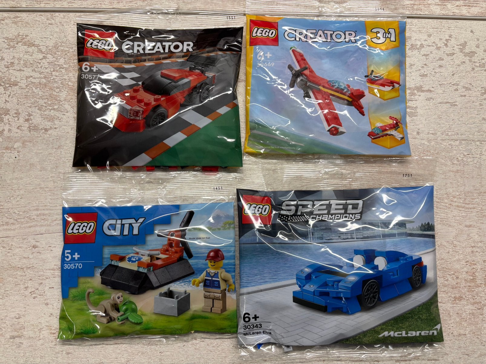 Nieuw 4 Lego polybags, speed champions, city, creator, Overige thema's, Inclusief instructies, Lego, Nieuw