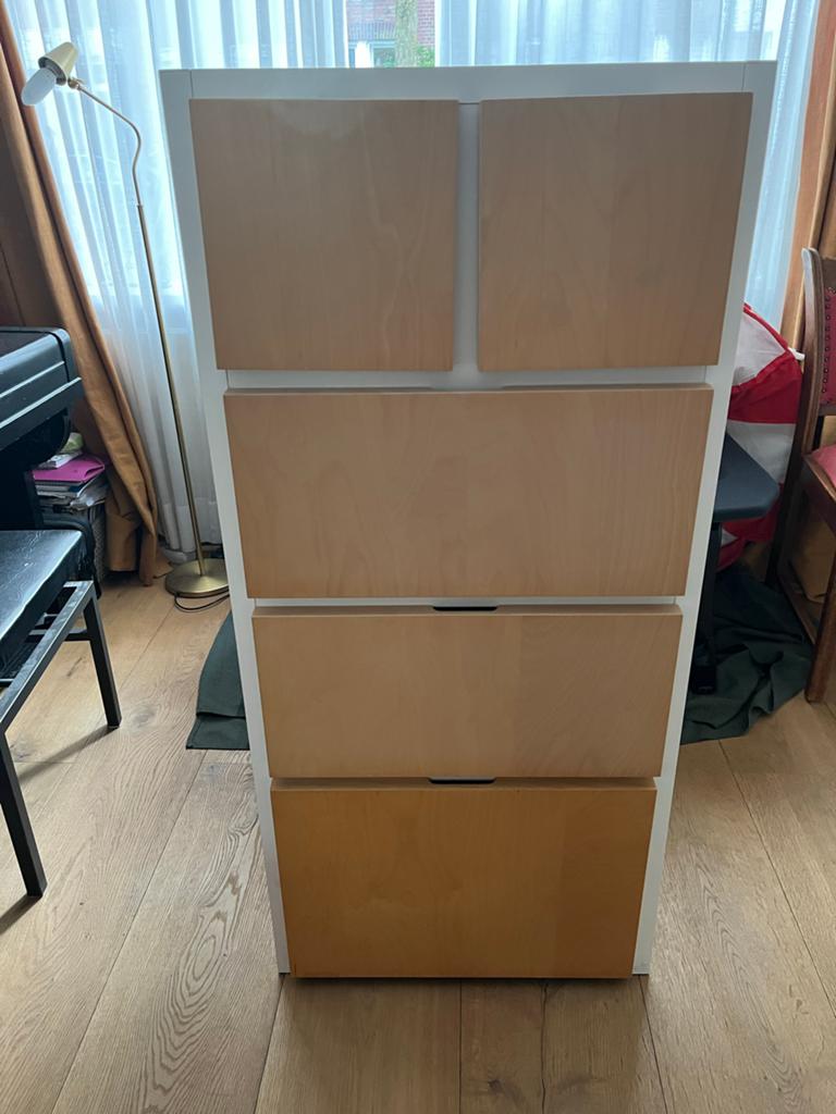 Ikea Kast met Lades - Wit/Hout (48x56x120 cm), Ophalen, Gebruikt, 5 laden of meer, 100 tot 150 cm