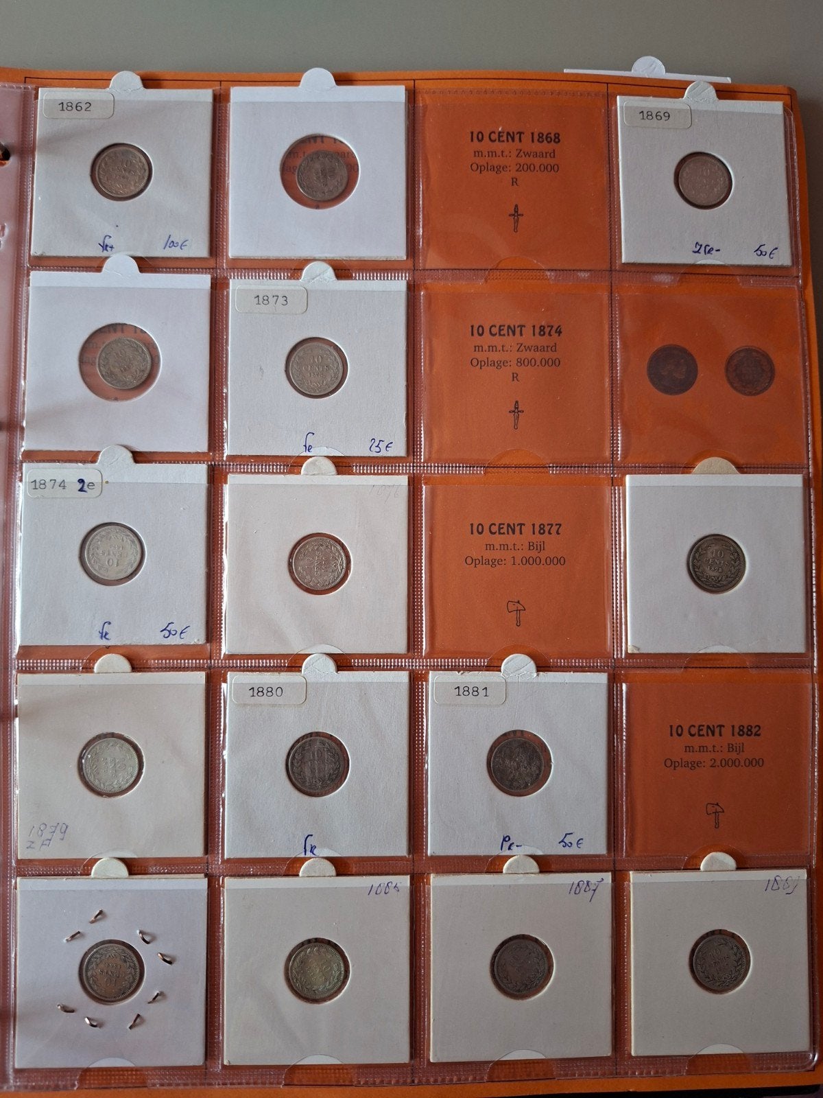 Serie 10 cent willem 3 1849 tot 1890, Ophalen of Verzenden, Nederland, Munten