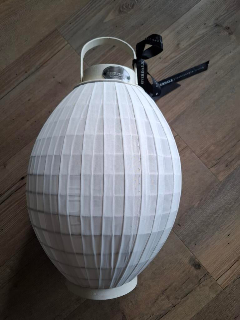 wit stoffen windlicht van RIVERDALE 41 cm, Huis en Inrichting, Woonaccessoires | Overige, Hout, Wit, Ophalen