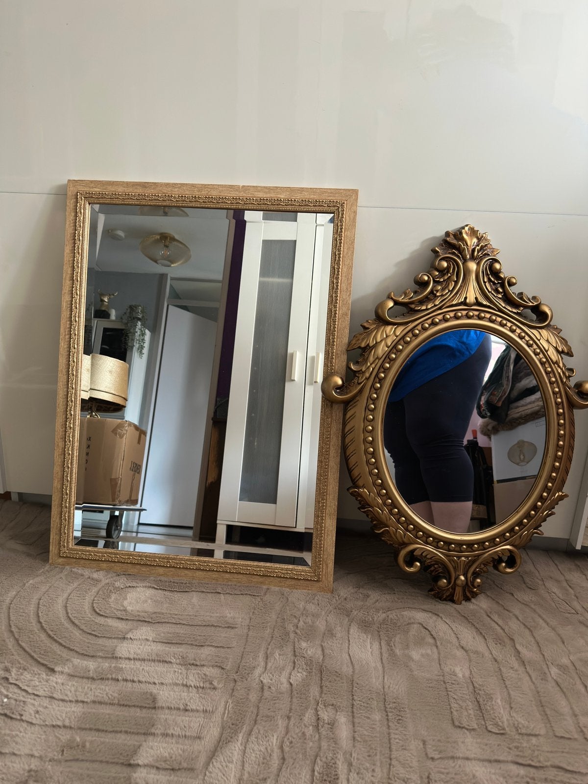 2 verschillende gouden spiegels, Ophalen of Verzenden, Rechthoekig