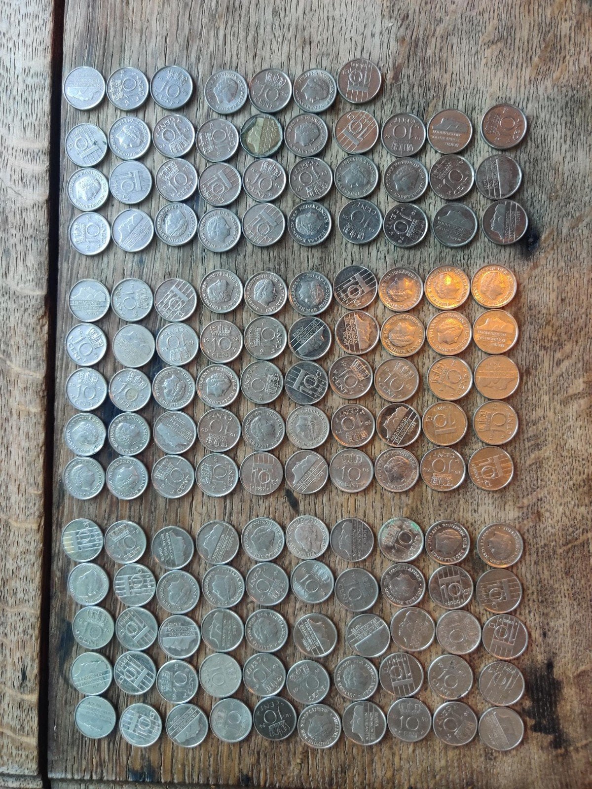 137 Nederlandse 10 cent munten (dubbeltjes), Ophalen of Verzenden, Koningin Juliana, 10 cent, Losse munt