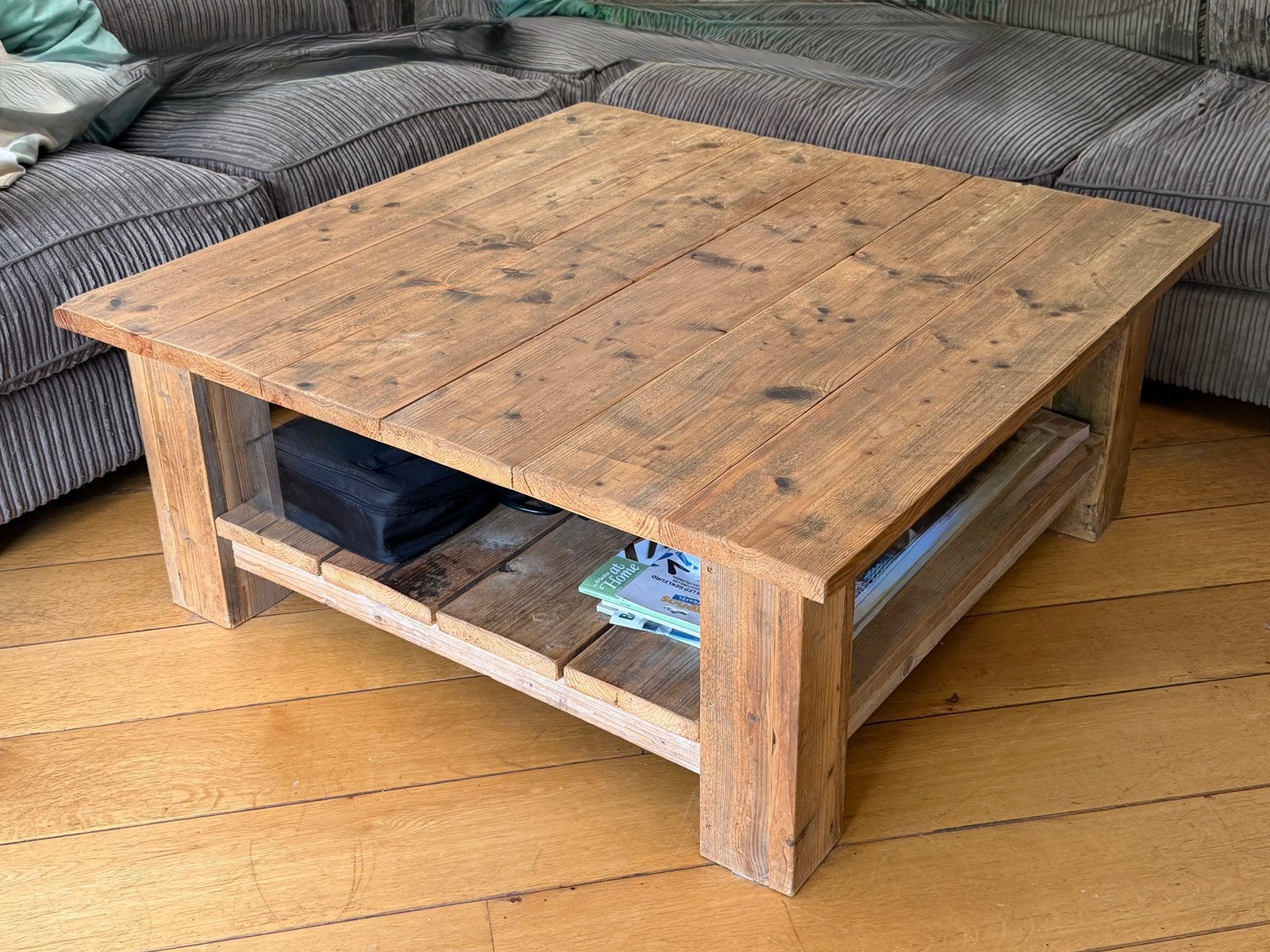Robuuste salontafel steigerhout te koop, Ophalen, Gebruikt, Landelijk, Overige houtsoorten