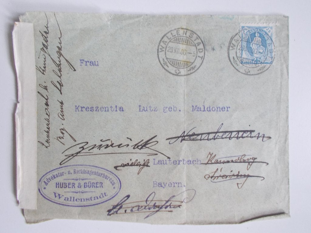 Zwitserland, Zwerfenvelop Uit Wallenstadt Naar Beieren 1906., Ophalen, Envelop