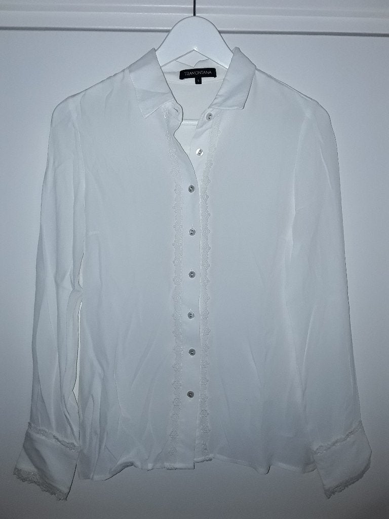 Tramontana Witte Blouse Met Kant Maat S, Maat 38/40 (M), Tramontana, Wit, Ophalen of Verzenden