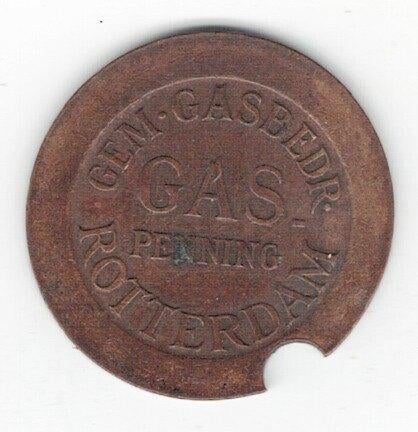 26-866 Nederland, Rotterdam gaspenning, Postzegels en Munten, Penningen en Medailles, Ophalen of Verzenden, Overige materialen