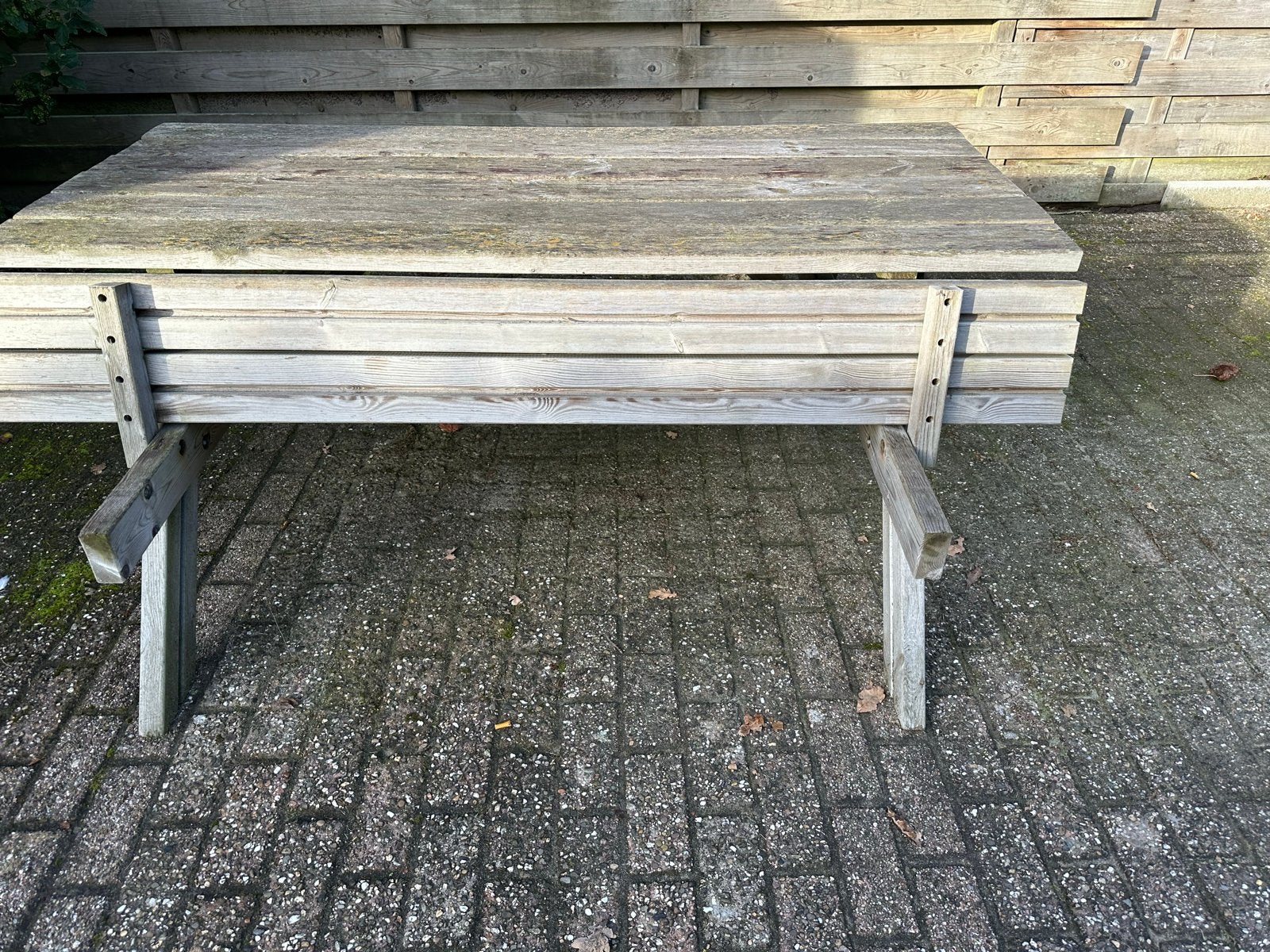 Picknick tafel met opklapbare banken., Gebruikt, Ophalen of Verzenden, Inklapbaar, Rechthoekig
