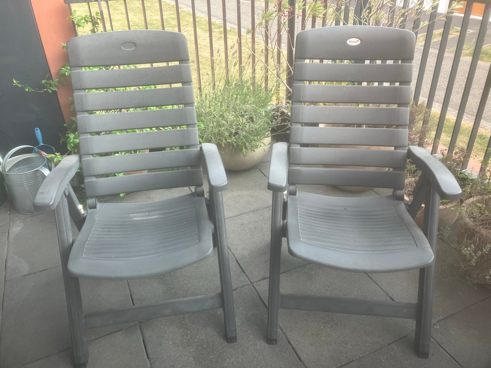 2 verstelbare tuinstoelen van kunststof, Ophalen, Gebruikt, Kunststof, Verstelbaar