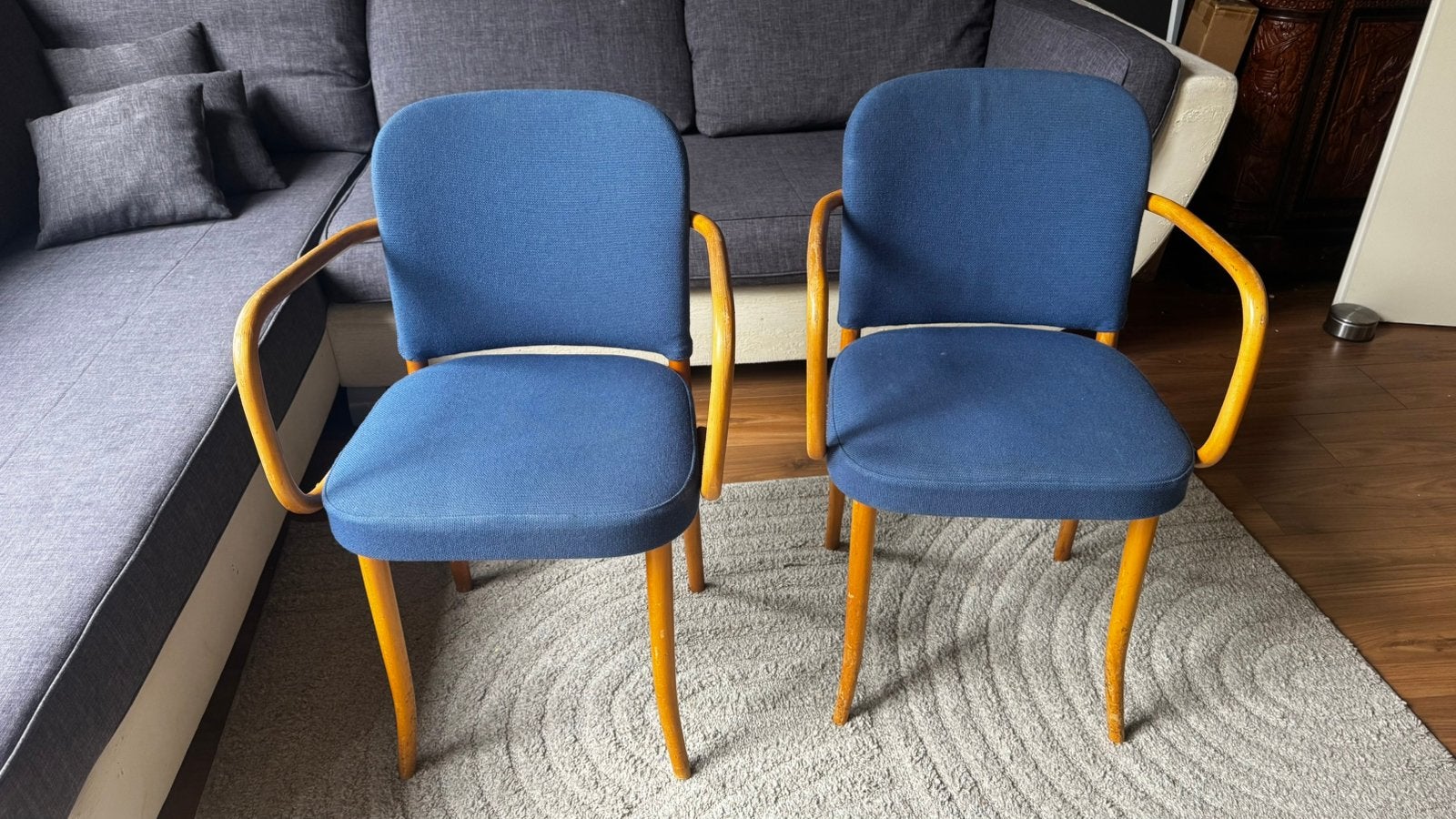 Set Van 2 Josef Hoffmann 811 Prague Stoelen Ligna Thonet 70, Huis en Inrichting, Ophalen, Gebruikt, Twee, Blauw