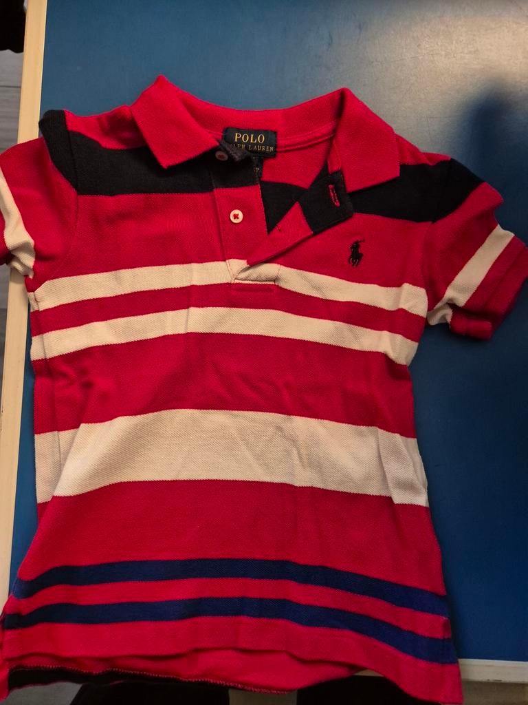 Polo Ralph Lauren gestreept poloshirt rood/blauw/wit, Jongen of Meisje, Ophalen of Verzenden, Zo goed als nieuw, Shirt of Longsleeve