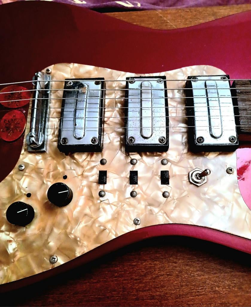 Vintage Egmond Elektrische Gitaar -Bordeaux Rood, Ophalen, Gebruikt, Solid body, Overige merken