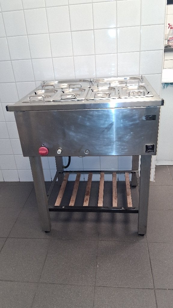 Professionele Bain Marie op gas, inclusief bakken, Ophalen, Zilver, Metaal, Overige merken