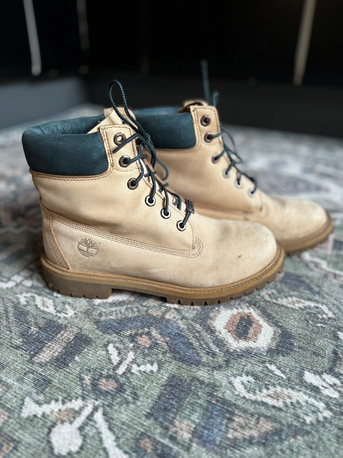 Timberland boots beige met groen/blauwe details maat 39, Beige, Lage of Enkellaarzen, Ophalen of Verzenden, Zo goed als nieuw