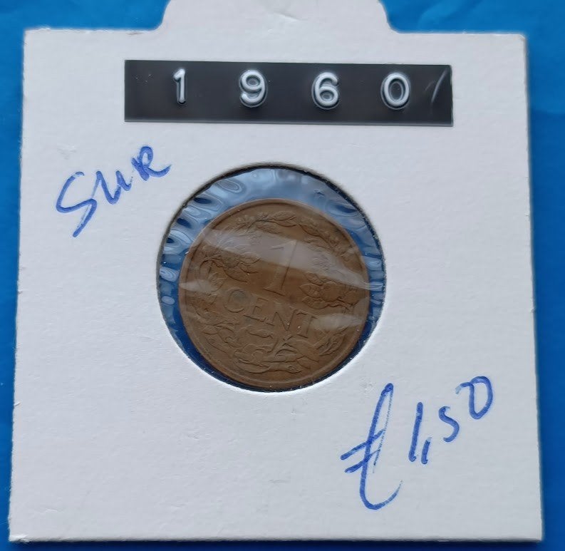 Suriname 1 cent 1960 - Juliana, Verzenden, Koningin Juliana, 1 cent