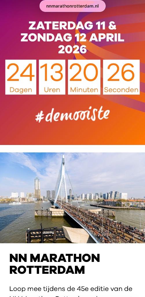 Startbewijs Marathon Rotterdam, Eén persoon, April