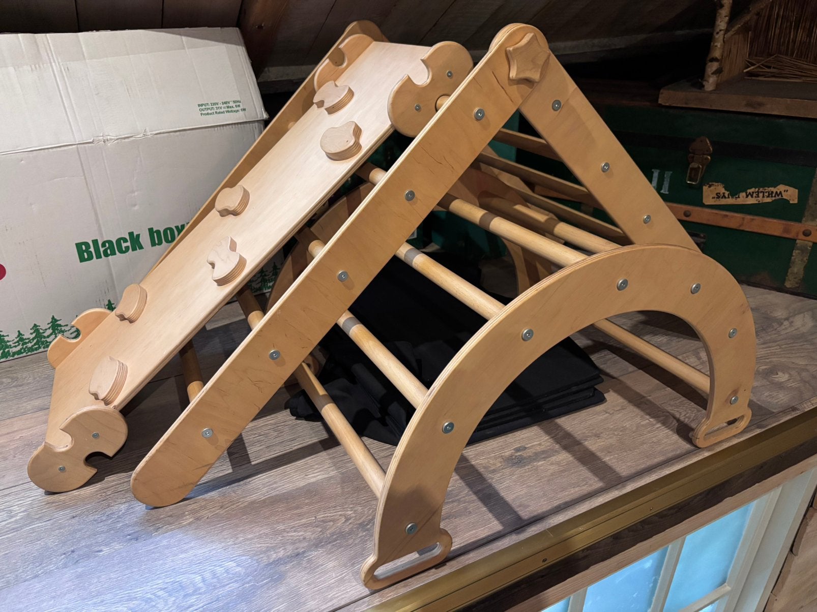 Houten klimrek met boog en glijbaan/klimplank, Ophalen, Zo goed als nieuw, Overige typen