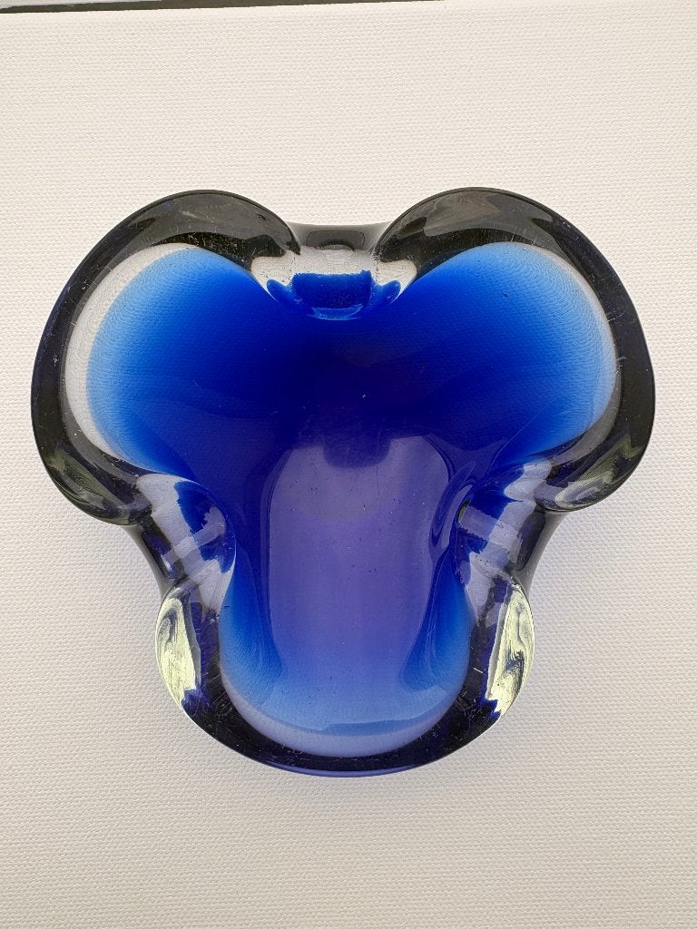 Vintage Murano Glas Asbak Blauw, Ophalen of Verzenden