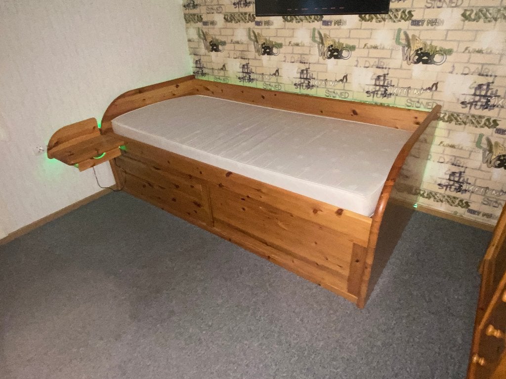 Complete slaapkamer bed-kast-bureau-boekenplank, 90 cm, Ophalen of Verzenden, Zo goed als nieuw, 200 cm