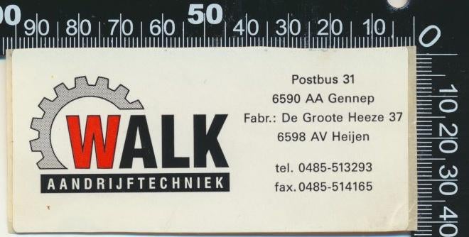 Sticker: Walk Aandrijftechniek - Heijen (3), Ophalen of Verzenden, Zo goed als nieuw, Bedrijf of Vereniging