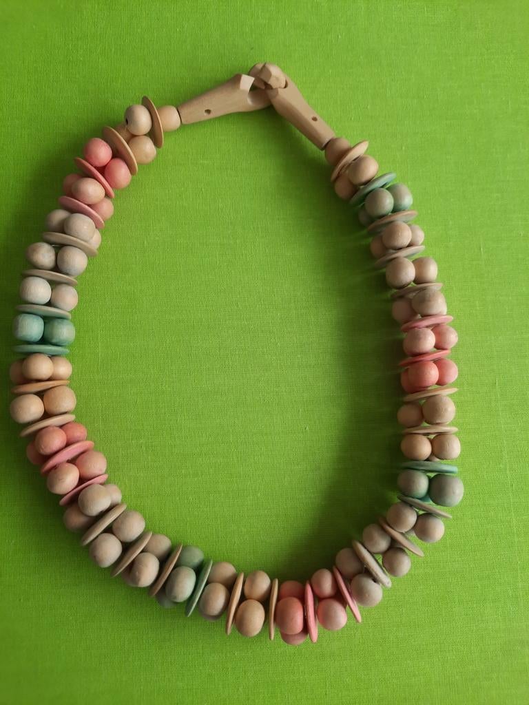 Ketting houten kralenketting, Ophalen of Verzenden