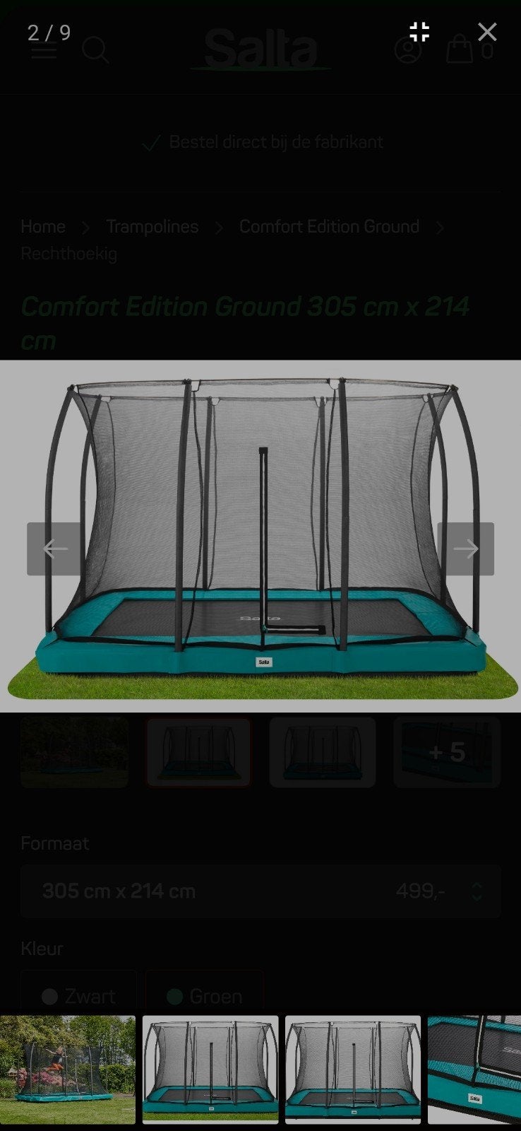 Veligheidsnet Ground, trampoline Salta 305x214, Ophalen, Nieuw