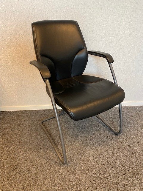 Vergaderstoelen Giroflex 64 -9202 zwart leder 2x voorr., Niet ingevuld, Gebruikt, Zwart, Niet ingevuld