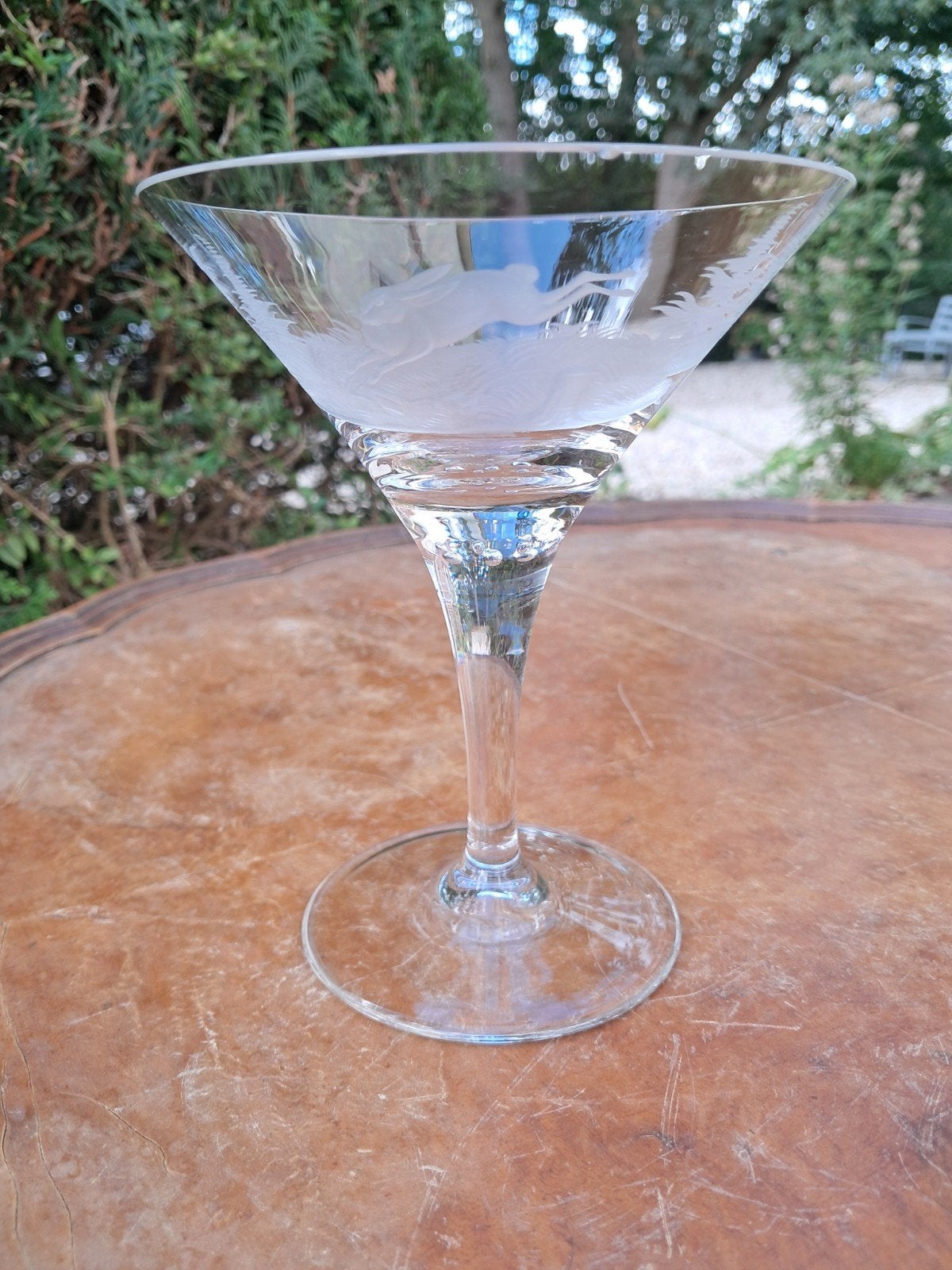 Antiek geëtst glas met rennende haas, Antiek en Kunst, Ophalen of Verzenden