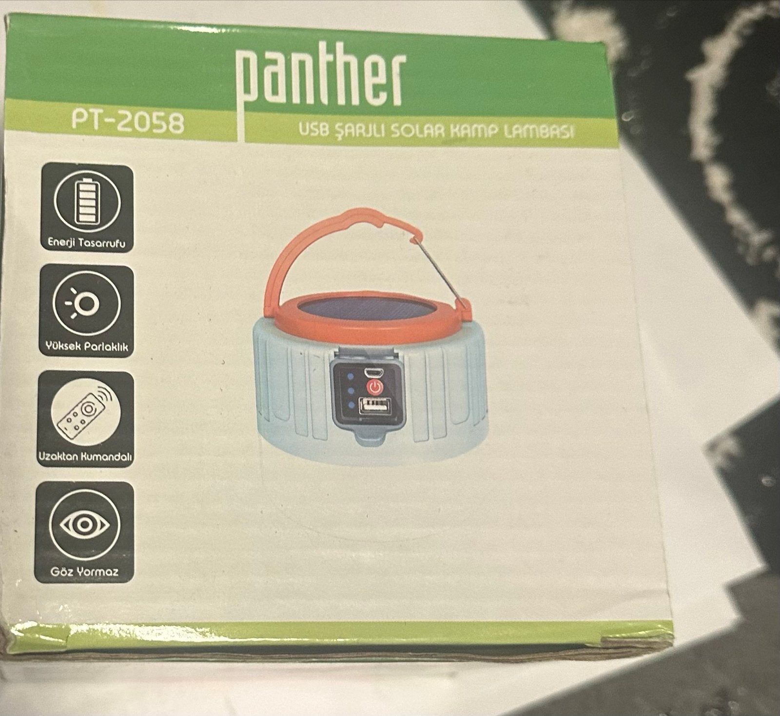 Panther PT-2058 USB Oplaadbare Solar Kampeerlamp, Caravans en Kamperen, Ophalen of Verzenden, Nieuw, Zonne-energie
