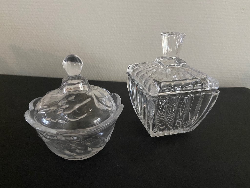 glazen bonbonnière rond of carree met deksel, Ophalen of Verzenden