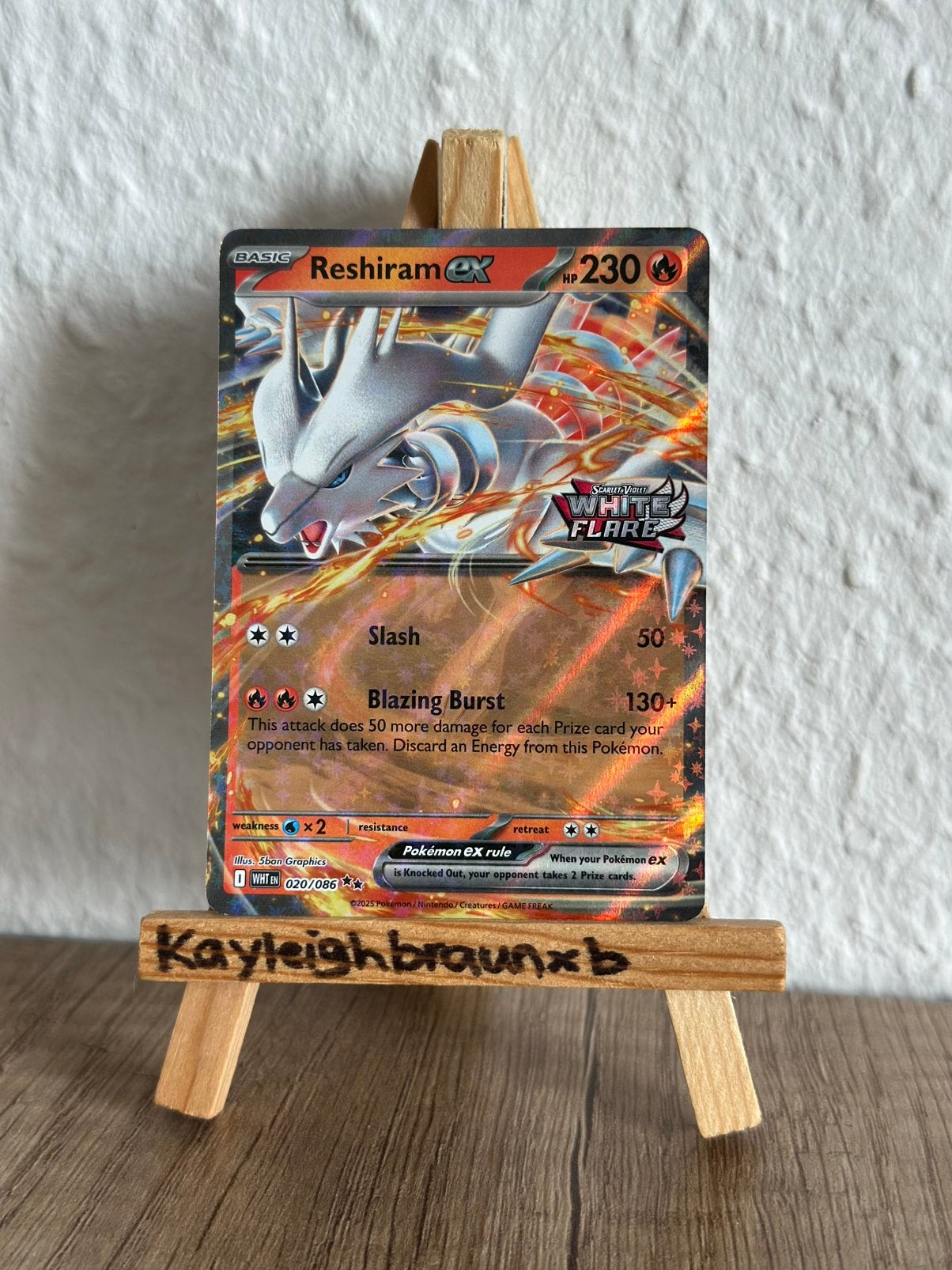 Reshiram EX - WHT - 020/086 (PROMO), Ophalen of Verzenden, Zo goed als nieuw