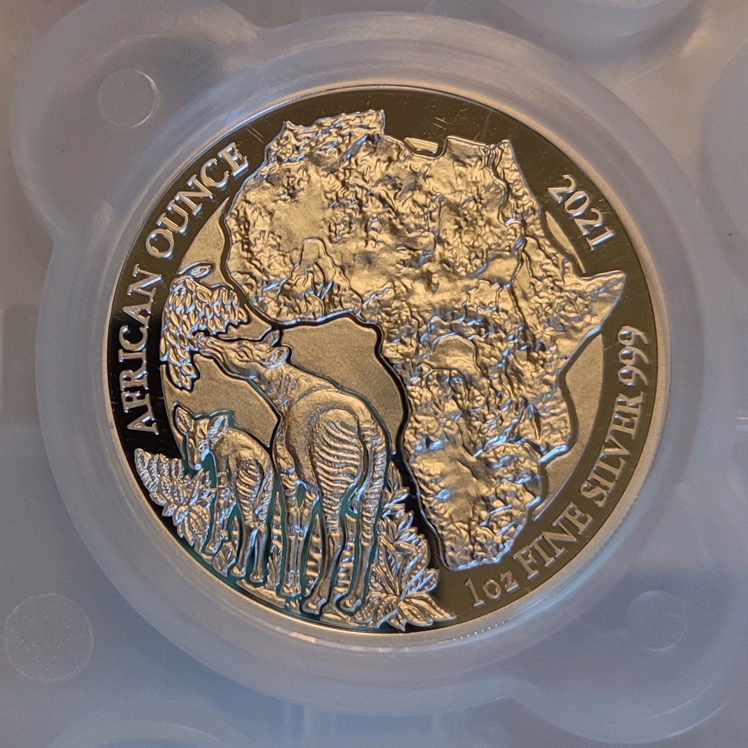 Rwanda Ruanda 50 Frank 2021 Proof "Okapi ", Postzegels en Munten, Munten | Afrika, Setje, Overige landen, Zilver, Ophalen of Verzenden