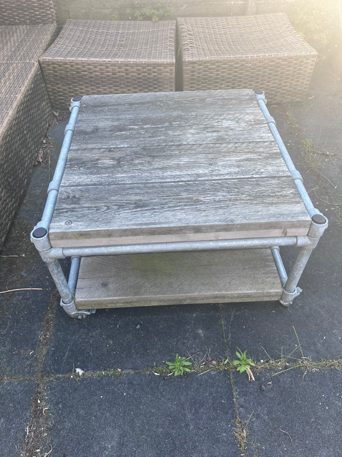 Steigerhouten salontafel, Tuin en Terras, Tuintafels, Ophalen, Gebruikt, Vierkant, Hout