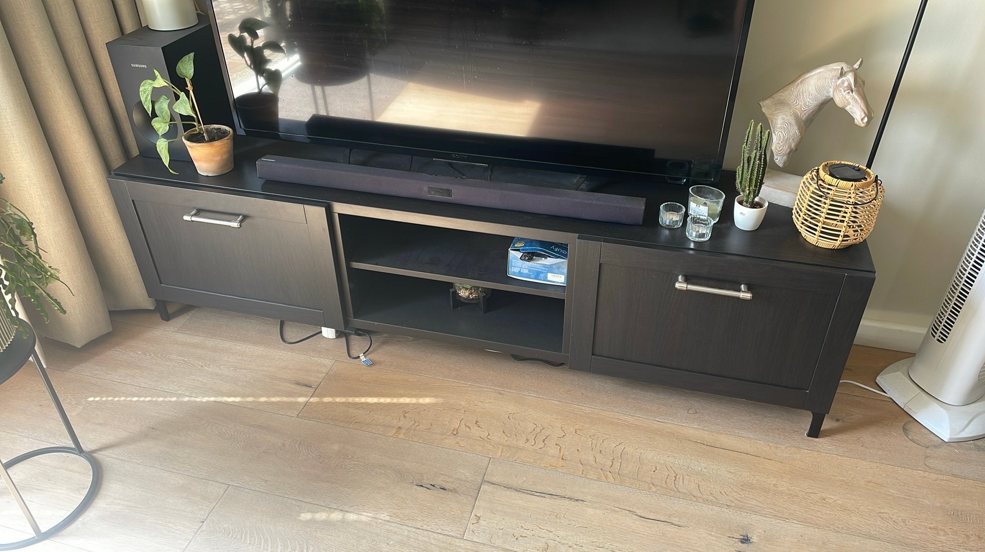 Tv meubel, zwart, 180 cm breed, Ophalen, Gebruikt, 150 tot 200 cm, Minder dan 100 cm