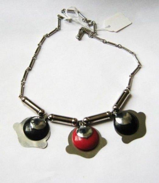 Jakob Bengel, Art Deco ketting chroom met galaliet (5463), Ophalen, Zo goed als nieuw, Overige materialen