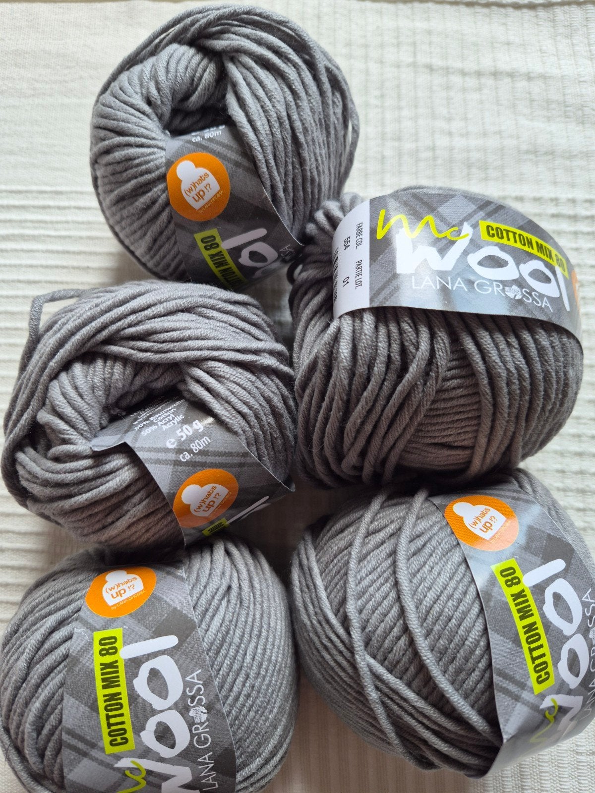 Lana Grossa Cotton Mix 80 - Grijs garen (5 bollen), Ophalen of Verzenden, Nieuw, Breien of Haken, Wol of Garen