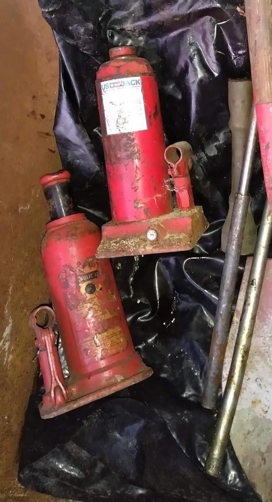 Originele, vintage pot-krik; US Army Jack Hydraulisch, Auto diversen, Krikken, Gebruikt, Potkrik, Hydraulisch, Ophalen of Verzenden