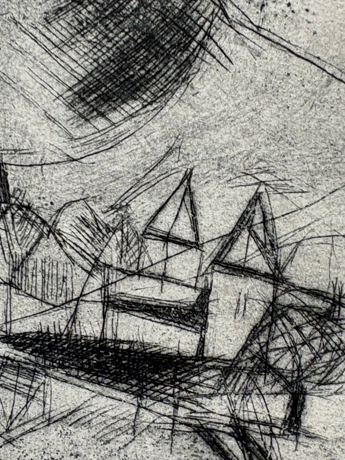 Jef Diederen, ets, huisjes, Antiek en Kunst, Ophalen of Verzenden