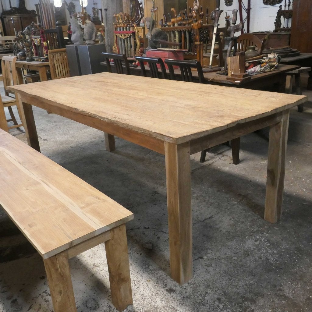 Stoere landelijke teak tafel 220x100 blad oud hout TX35 SALE