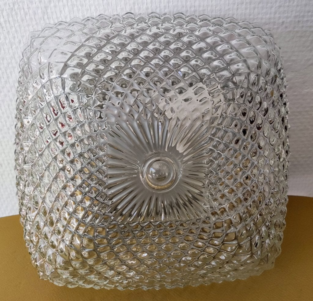 Glazen plafonnière ~ vintage, Huis en Inrichting, Lampen | Plafondlampen, Ophalen of Verzenden, Gebruikt