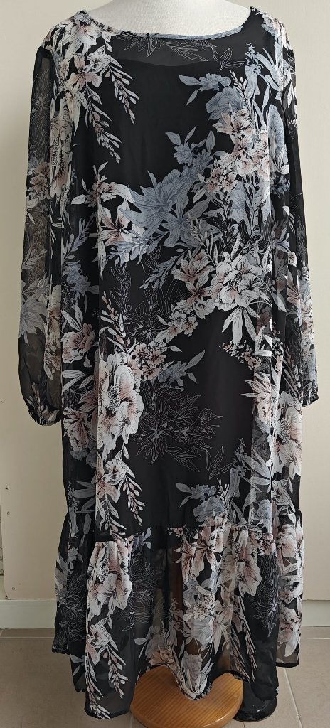 Zizzi middellange zwarte jurk en onderjurk mt. 50/52 (L), Zizzi, Ophalen of Verzenden, Zo goed als nieuw, Jurk