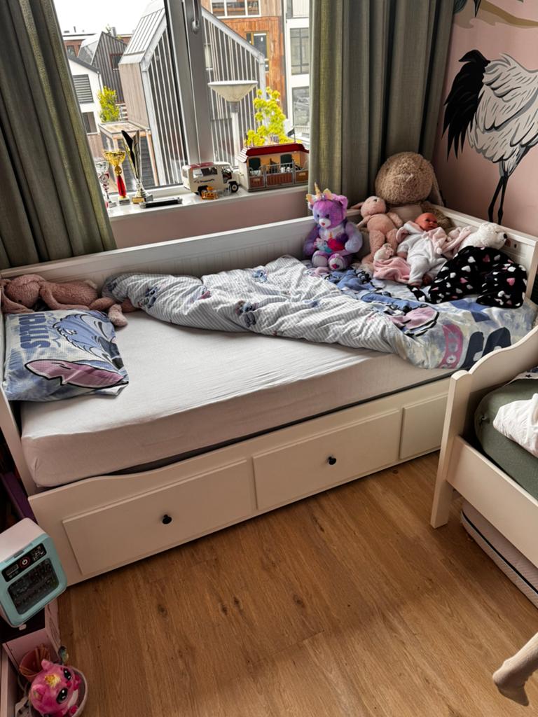 Wit eenpersoonsbed met lades, al gedemonteerd, Ophalen, Gebruikt, Eenpersoons, Wit