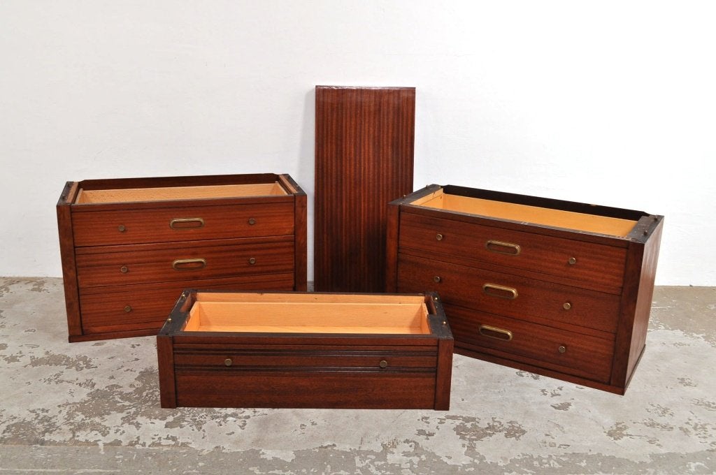 Vintage modulaire mahonie ladekast archiefkast kast jaren 50, Huis en Inrichting, Gebruikt, 5 laden of meer, 100 tot 150 cm, 25 tot 50 cm