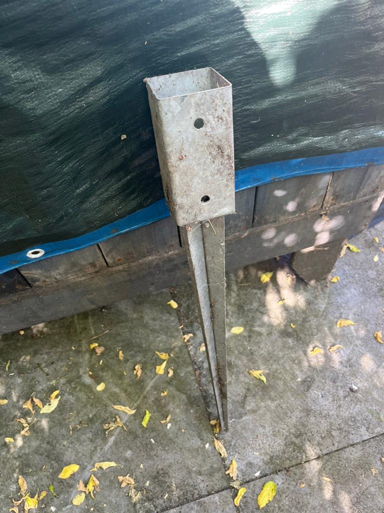 Paalhouder met punt verzinkt 7 x 7 cm, Ophalen, Zo goed als nieuw, Minder dan 180 cm, Palen